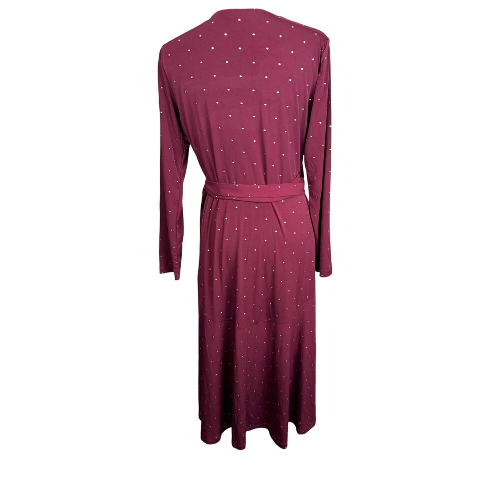 QVC Susan Graver Reg Embellished Liquid Knit Wrap Dress WINE NWOT SIZE 1X - Picture 5 of 9